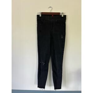 Spanx womens jeans black size M pull on distressing ankle skinny distressing